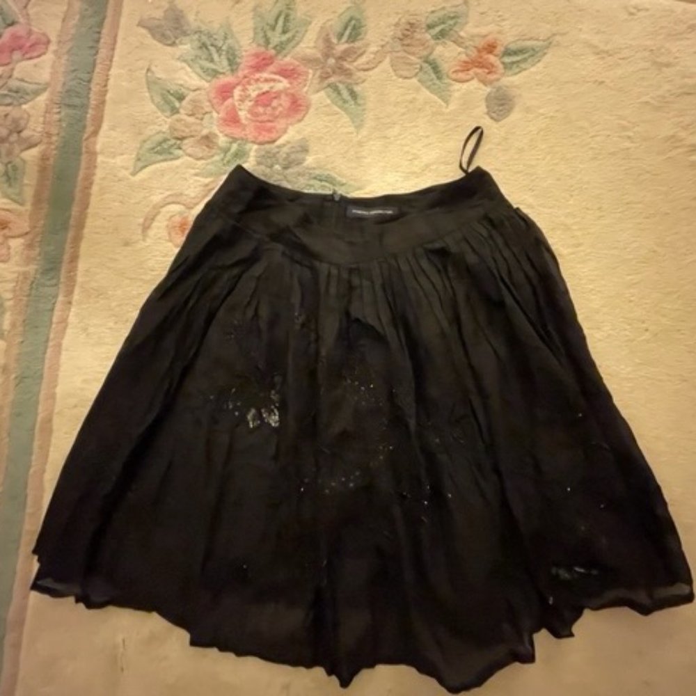 French Connection Black Cotton Skirt with Beading and Sequins Size 12 Price Drop